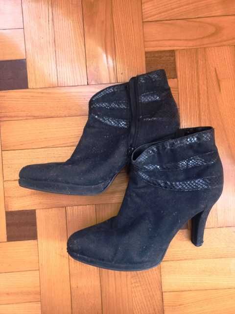 Czarne damskie botki, obcas 9 cm -  rozmiar 38