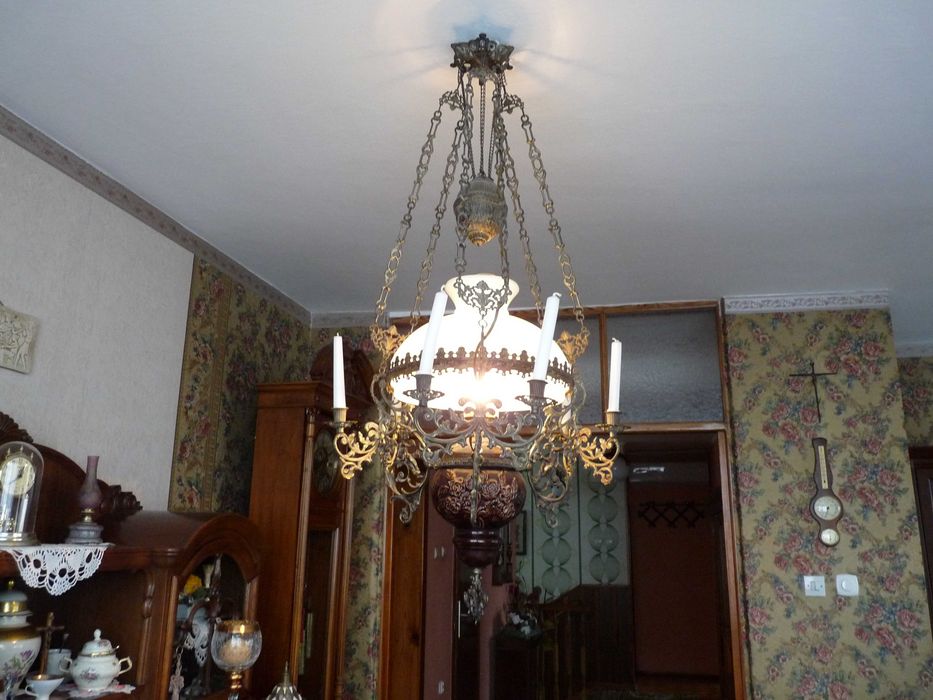 Lampa-żyrandol antyk styl naftowy