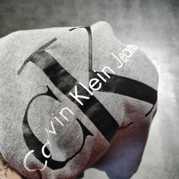 MĘSKA Bluza PREMIUM Bawełna Duże Logo CK Calvin Klein Jeans Szara