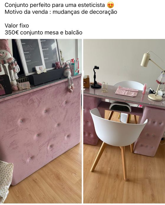 Conjunto mesa manicure e balcao