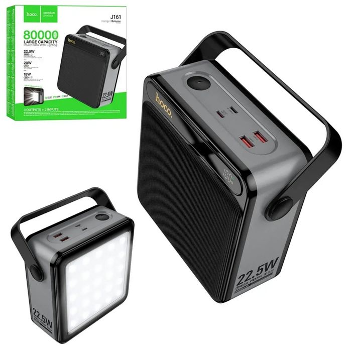 Павербанк hoco 80000mAh(22.5w) Швидка зарядку.Потужний ліхтар