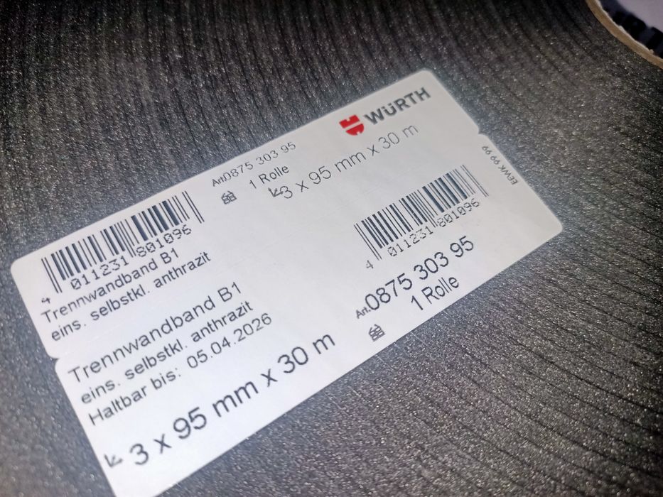 Taśma wygłuszająca Wurth 2x70mmx30m pod profile