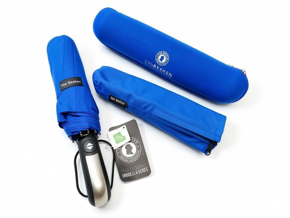 B127 Parasol Automatyczny Van Beeken Professional Umbrella Series Niebieski Wiatroodporny Teflon Składany Damski Męski