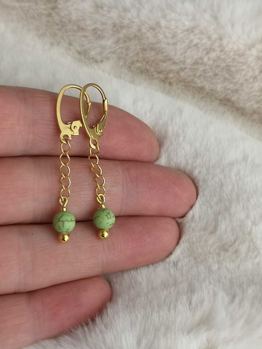 kolczyki z howlitem srebro złocone