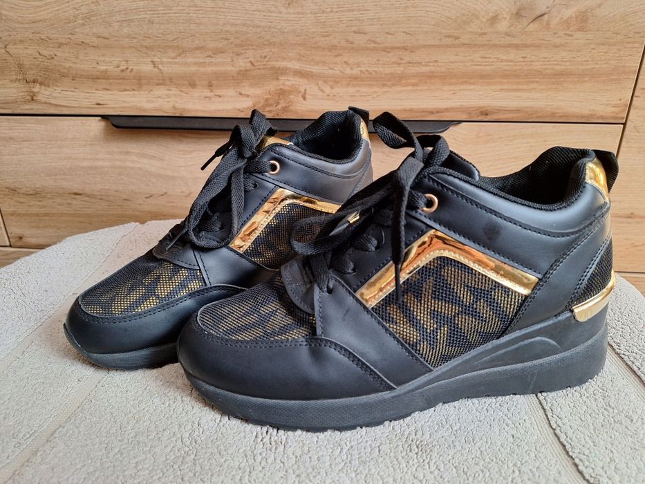Czarno-złote sneakersy, r.40 JAK NOWE