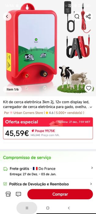 Cerca elétrica para contenção de animais