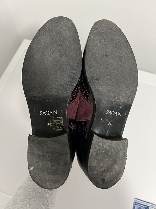 Bordowe skórzane sztyblety botki Sagan roz. 36