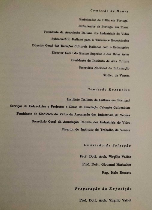 Vidros de Murano – Catálogo de exposição 1961