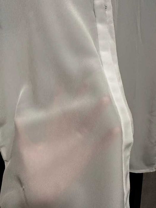 Biała przezroczysta koszula mgiełka rozpinanym z krótkim rękawem XL