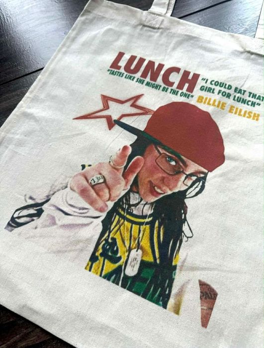 Torba bawełniana torebka tote bag bawełna billie eilish beżowa