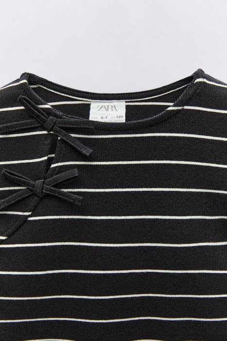 Лонгслів ZARA в рубчик бантики смужка реглан 6 7 8 9 р