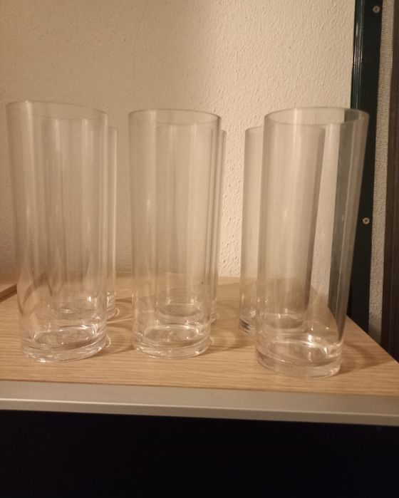 23 Copos Tubo em Policarbonato Transparentes