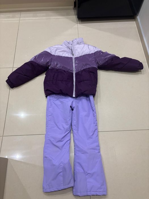 zimowe spodnie, ocieplacz dziewczęce z kurtka komplet