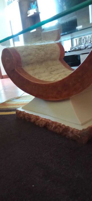 Mesa de Sala em pedra e vidro de 8mm