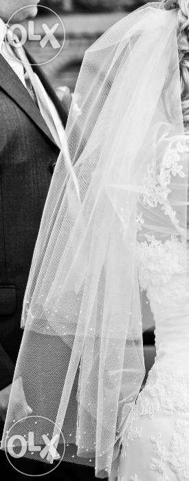 Welon ślubny z kryształkami