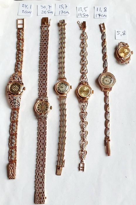 Продам женские золотые часы с браслетом и без