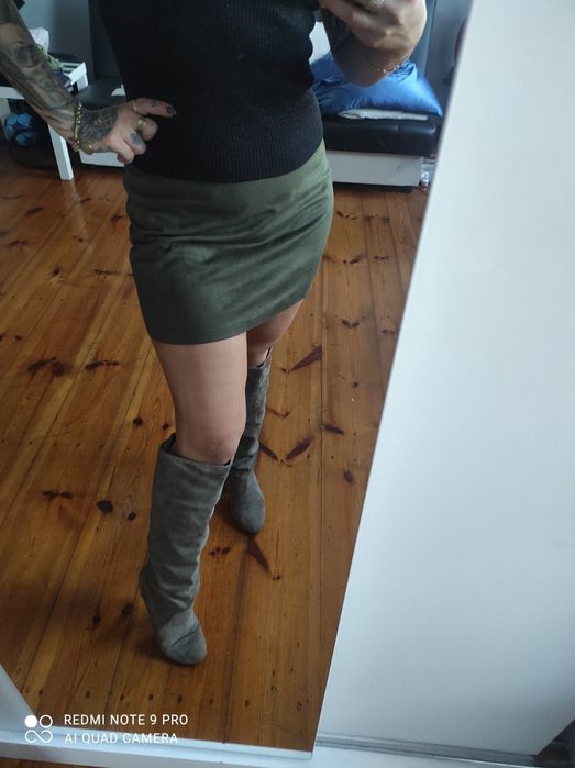 Spódnica zamszowa khaki