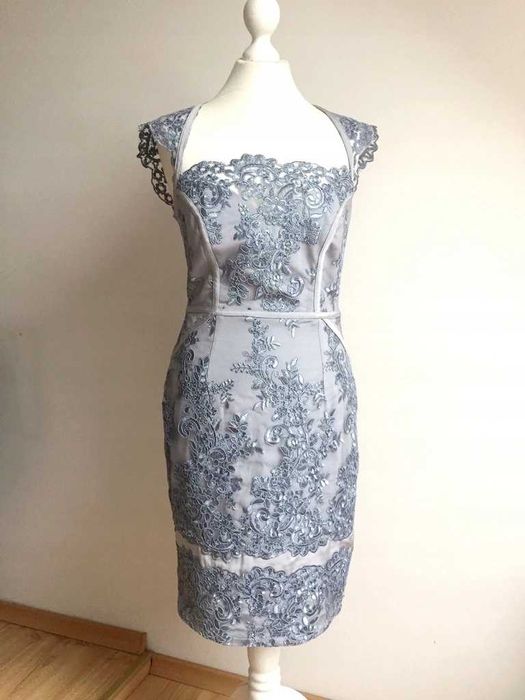 SPRZEDAM LIPSY sukienka koronkowa ołówkowa niebieska 36 S