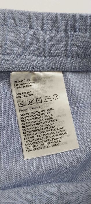 Szorty krótkie spodenki z wiskozy i lnu błękitne 38 H&M
