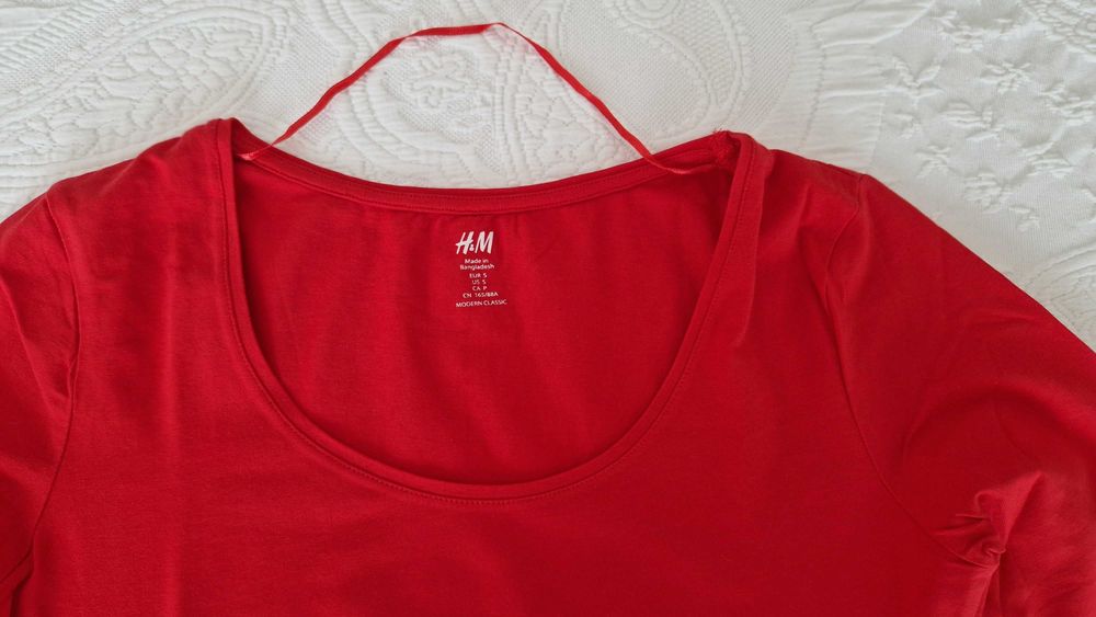 Camisola vermelha gola redonda, H&M, tamanho S, nova