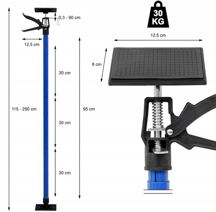 Podpora Sufitowa Teleskopowa Podnośnik Płyt 115-290 cm Regulowany