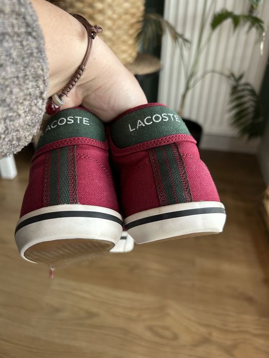 Bordowe Tenisowki Lacoste z wysoka cholewka. 37