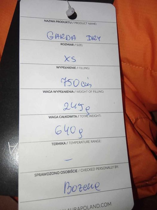 Aura Garda Dry - nowa kurtka puchowa, rozmiar XS