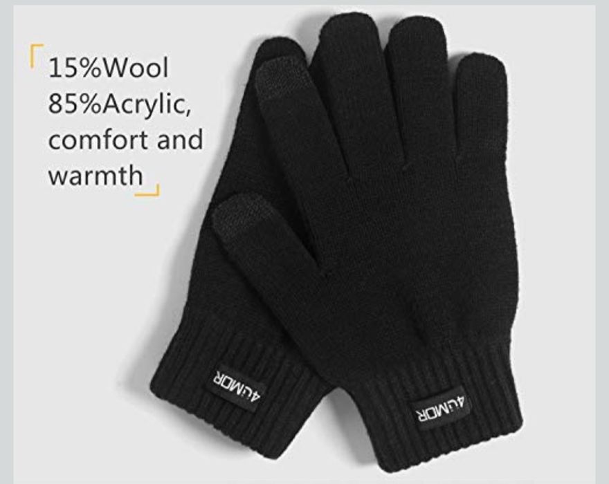 4UMOR Zimowe ciepłe dzianinowe rękawiczki ekran dotykowy