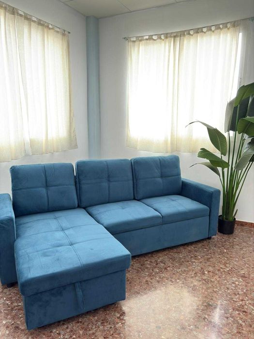 Novo sofá-cama azul - envio grátis