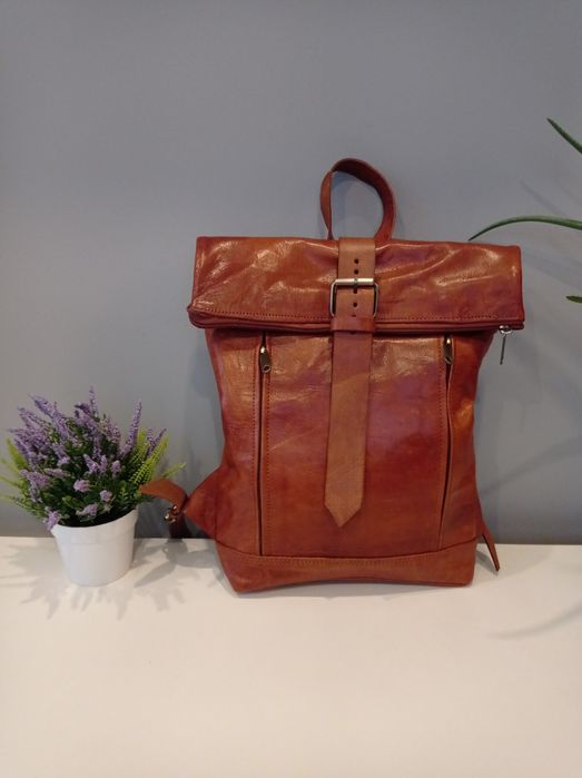 Solidny i stylowy plecak ze skóry naturalnej. Hand made!