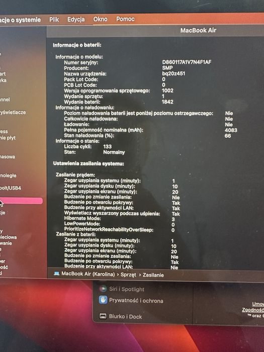 MacBook Air 1,1 GHz 133 cykli 2020 space gray 13.3