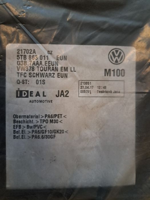 Dywaniki welurowe NOWE VW Touran