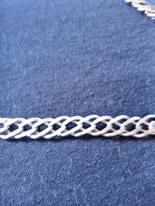Masywny męski łańcuszek srebrny 925  pancerka diamentowana