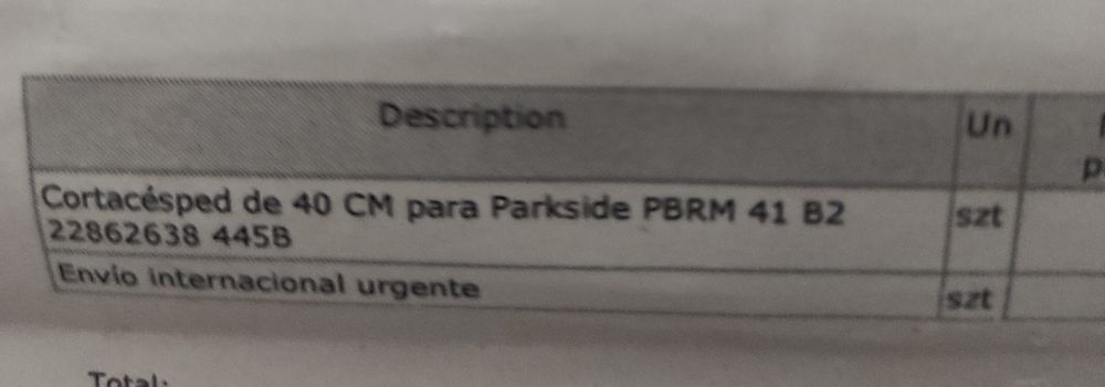 Lâmina Parkside para corta relva