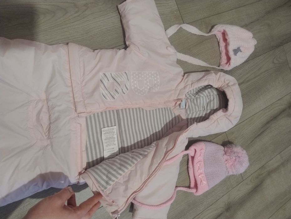 Kombinezon zimowy 62 68 coccodrillo dwie czapki gratis