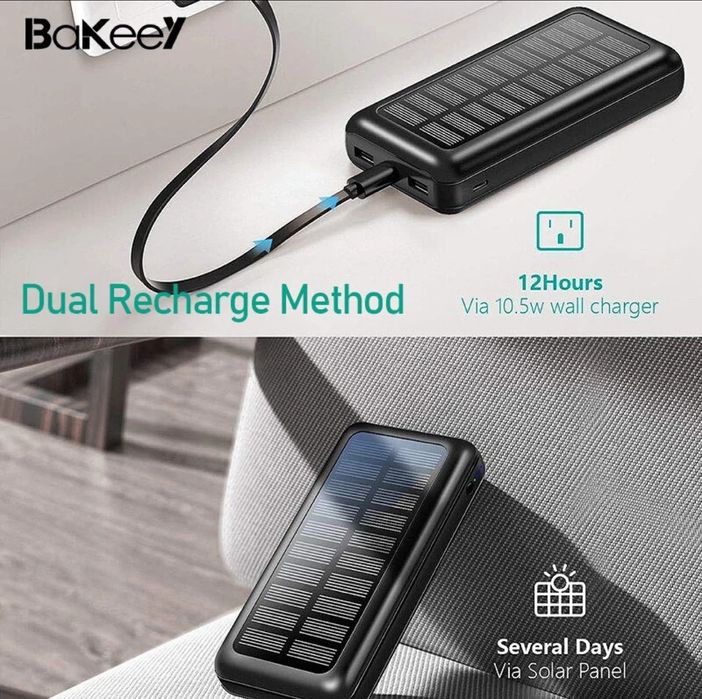 Powerbank Solar 30000mAh 3 saídas e 2 entradas NOVO