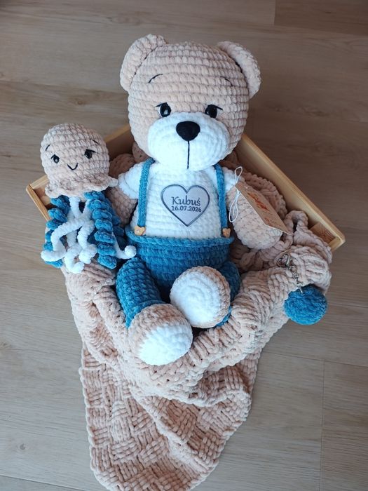 Ręcznie robiony miś szydełkowy mięciutki personalizowany handmade