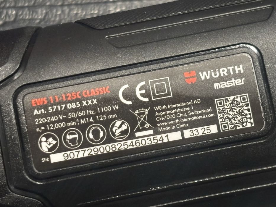Szlifierka kątowa Wurth 1100W