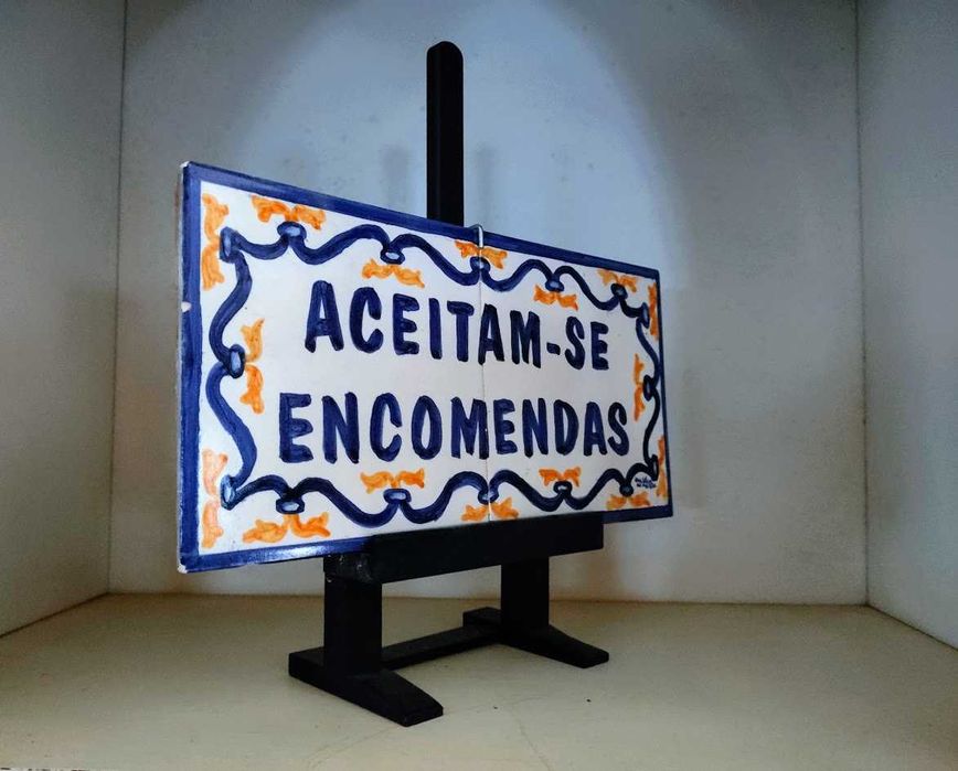 Azulejos pintados à mão placa anúncio de loja