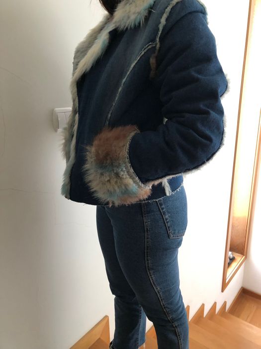 Casaco de ganga com pêlo