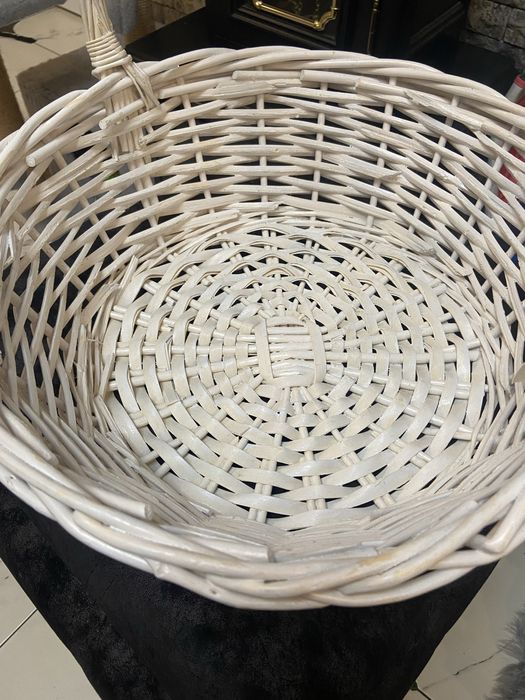 Корзина, плетенний кошик, білий, 38*15 см на пікнік / шашлик / барбекю