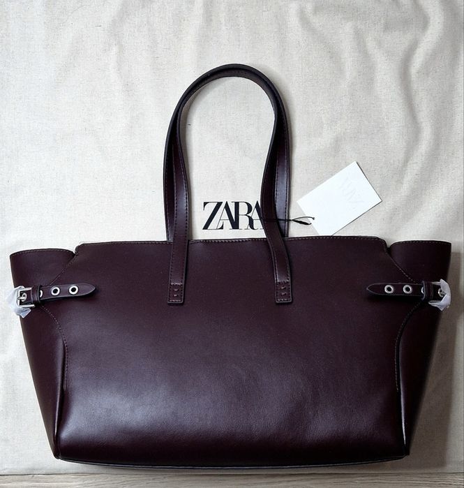 Nowa burgundowa torba shopper Zara