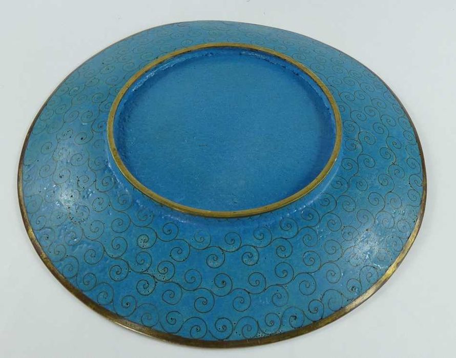 PATERA talerz emalia CLOISONNE ptak kwiat kamelia magnolia 30,5 cm