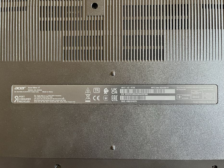 Acer Nitro 17 AN17-42 Ryzen 9 7940HS/ RTX 4060 / 16 ГБ / 1 ТБ SSD