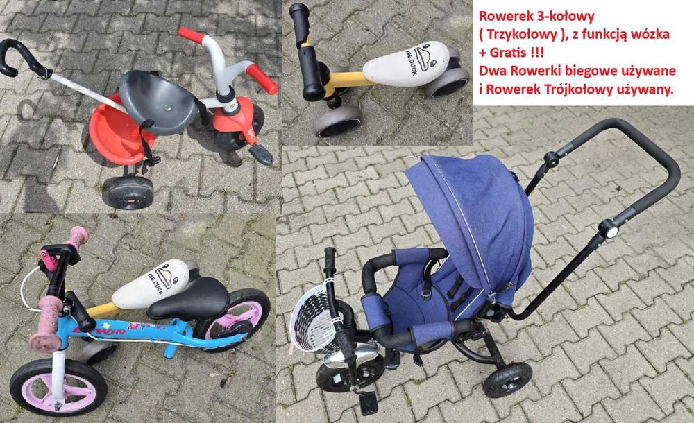 Jak Nowy Rowerek trójkołowy Wózek Rowerek 3-kołowy + Gratisy
