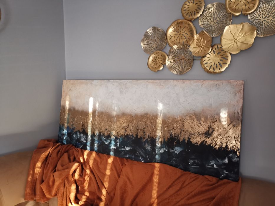 Duży (152x60) obraz strukturalny abstrakcja