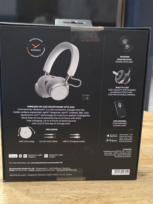 Słuchawki bezprzewodowe Beyerdynamic Aventho 100 kremowe nauszne ANC