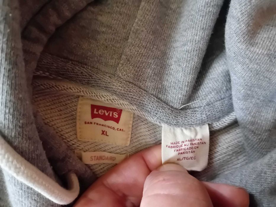 Oryginalna szara bluza z kapturem LEVI'S Graphic Hoodie XL kangurka