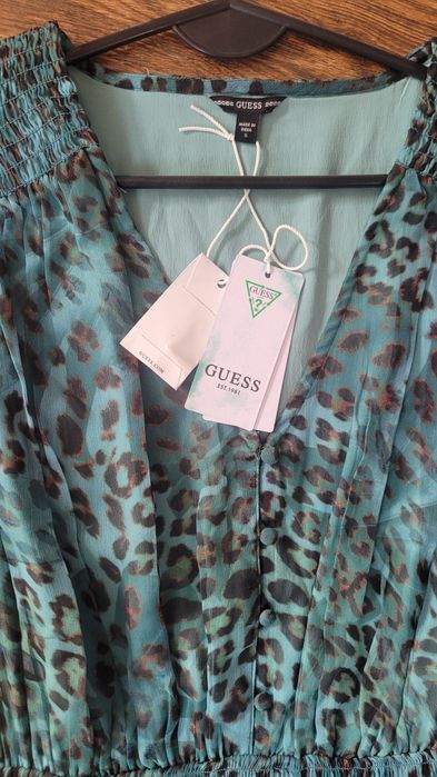 Sukienka damska wzorzysta turkusowa Guess S
