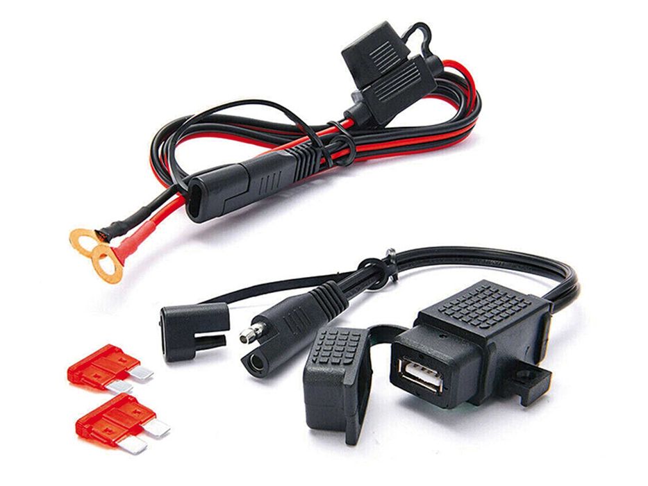 Carregador USB Universal 2.1A Motociclo Impermeável 1USB+Fusível+SAE